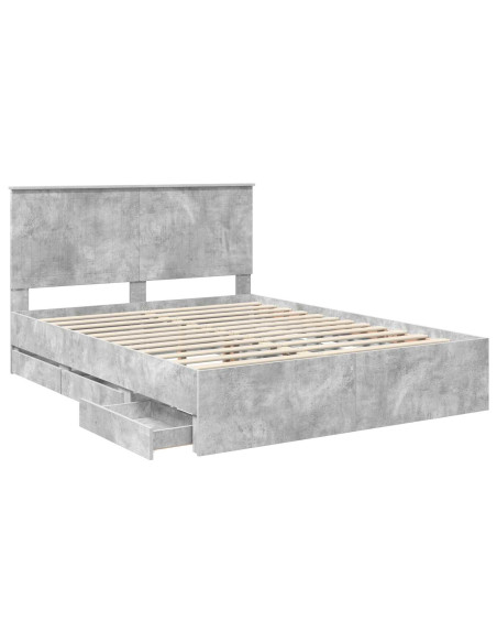 Struttura del letto con cassetto Grigio cemento 150 x 200 cm
