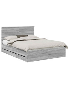 Struttura del letto con cassetto Grigio Sonoma 150 x 200 cm 2