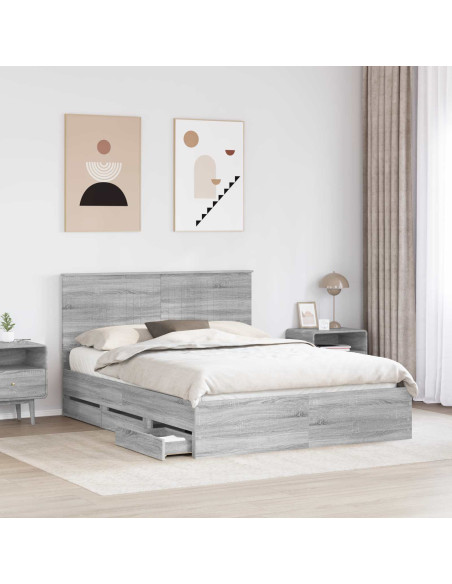 Struttura del letto con cassetto Grigio Sonoma 150 x 200 cm