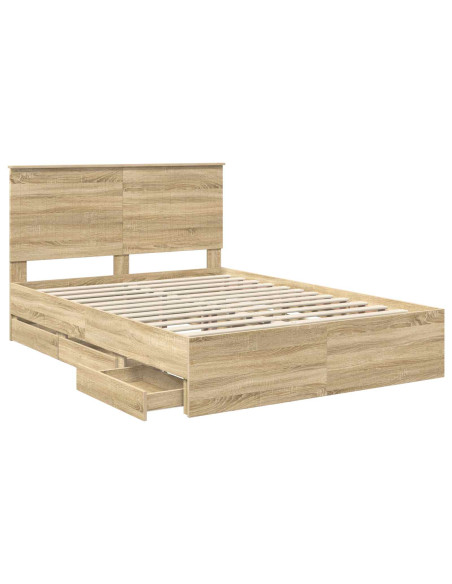 Struttura del letto con cassetto Rovere Sonoma 140 x 190 cm