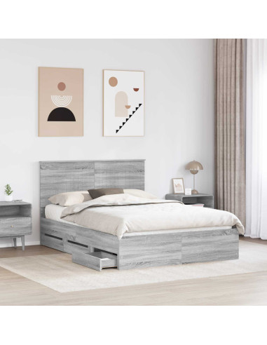 Struttura del letto con cassetto Grigio Sonoma 140 x 190 cm