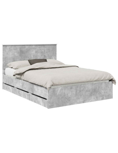 Struttura del letto con cassetto Grigio cemento 140 x 200 cm