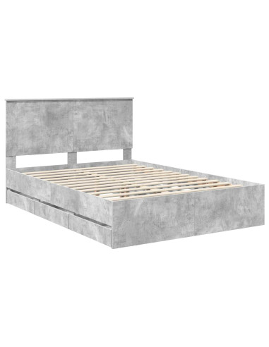 Struttura del letto con cassetto Grigio cemento 135 x 190 cm