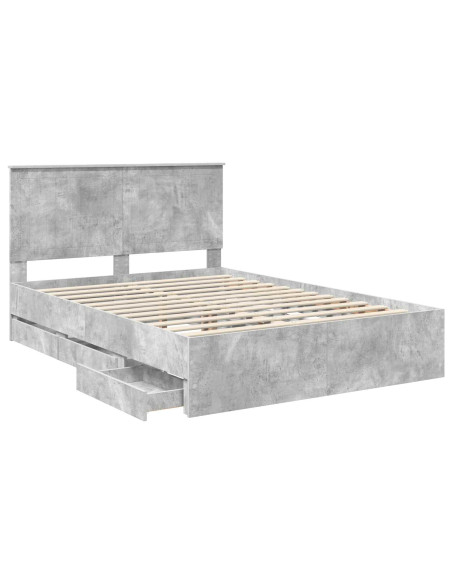 Struttura del letto con cassetto Grigio cemento 135 x 190 cm
