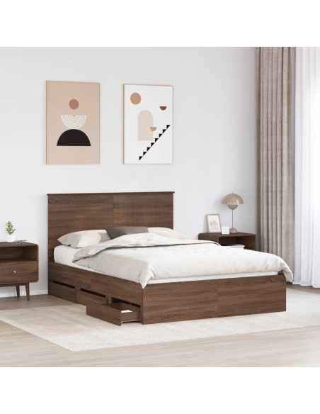 Struttura del letto con cassetto Rovere Marrone 135 x 190 cm