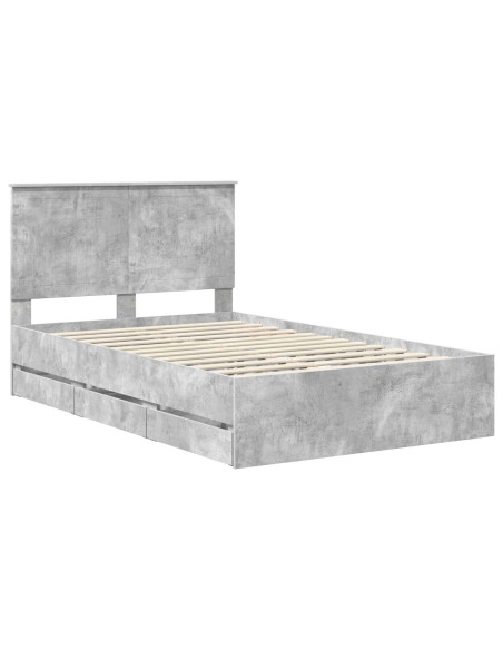 Struttura del letto con cassetto Grigio cemento 120 x 200 cm
