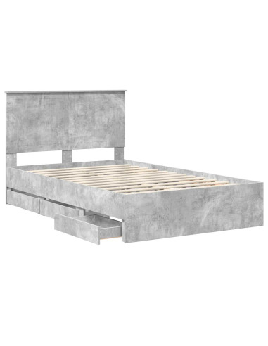 Struttura del letto con cassetto Grigio cemento 120 x 200 cm