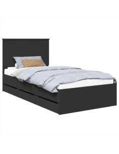 Struttura del letto Nero 100 x 200 cm Legno Ingegnerizzato 2