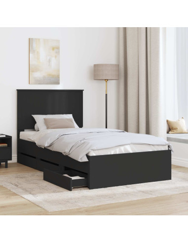 Struttura del letto Nero 100 x 200 cm Legno Ingegnerizzato