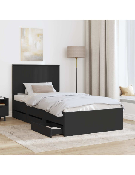 Struttura del letto Nero 100 x 200 cm Legno Ingegnerizzato