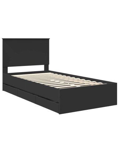 Struttura del letto Nero 100 x 200 cm Legno Ingegnerizzato