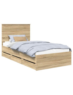 Struttura del letto con cassetto Rovere Sonoma 100 x 200 cm 2