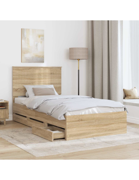 Struttura del letto con cassetto Rovere Sonoma 100 x 200 cm