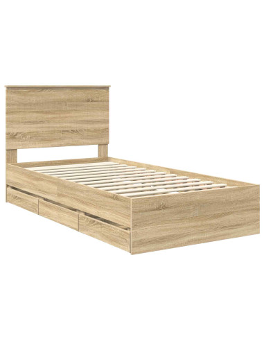 Struttura del letto con cassetto Rovere Sonoma 100 x 200 cm