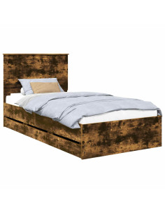 Struttura del letto con cassetto Rovere fumé 100 x 200 cm 2