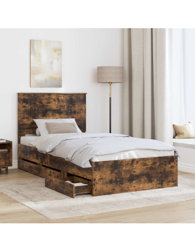 Struttura del letto con cassetto Rovere fumé 100 x 200 cm