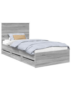 Struttura del letto con cassetto Grigio Sonoma 100 x 200 cm 2