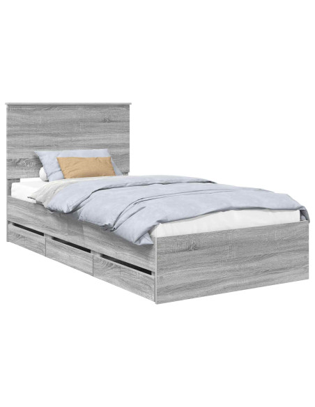 Struttura del letto con cassetto Grigio Sonoma 100 x 200 cm