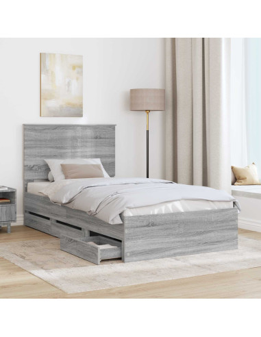 Struttura del letto con cassetto Grigio Sonoma 100 x 200 cm