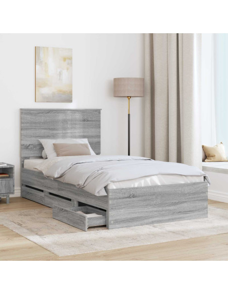 Struttura del letto con cassetto Grigio Sonoma 100 x 200 cm