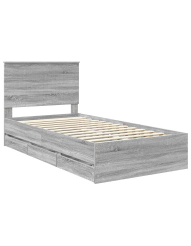 Struttura del letto con cassetto Grigio Sonoma 100 x 200 cm