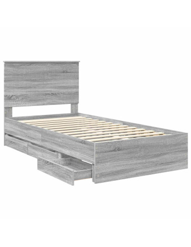 Struttura del letto con cassetto Grigio Sonoma 100 x 200 cm