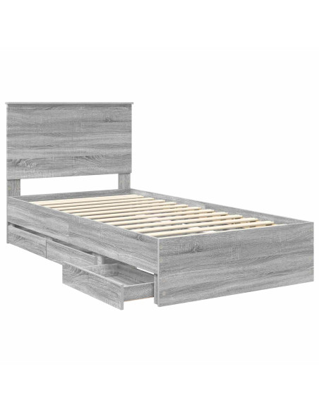 Struttura del letto con cassetto Grigio Sonoma 100 x 200 cm