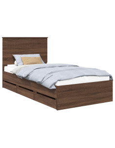 Struttura del letto con cassetto Rovere Marrone 100 x 200 cm 2