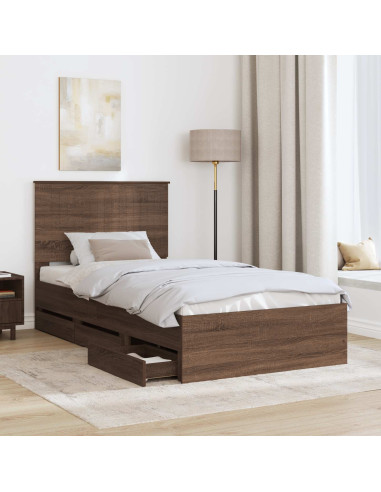 Struttura del letto con cassetto Rovere Marrone 100 x 200 cm