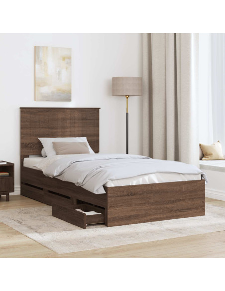 Struttura del letto con cassetto Rovere Marrone 100 x 200 cm