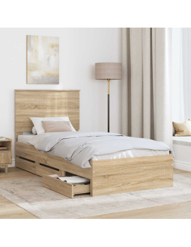 Struttura del letto con cassetto Rovere Sonoma 90 x 190 cm