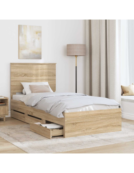 Struttura del letto con cassetto Rovere Sonoma 90 x 190 cm