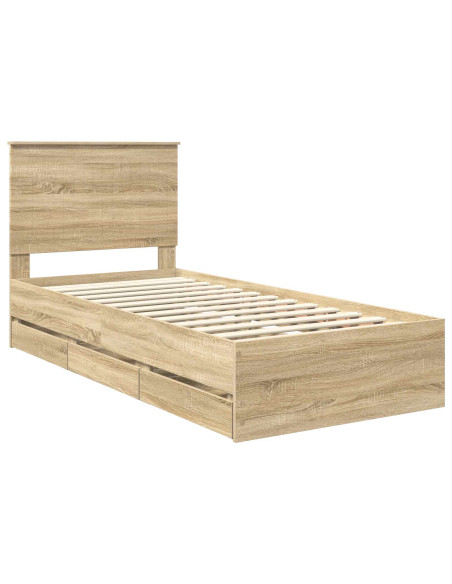 Struttura del letto con cassetto Rovere Sonoma 90 x 190 cm