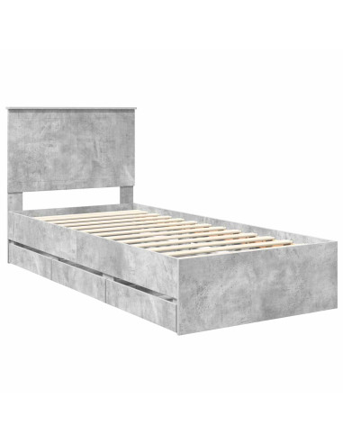 Struttura del letto con cassetto Grigio cemento 90 x 190 cm
