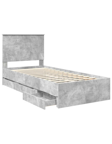 Struttura del letto con cassetto Grigio cemento 90 x 190 cm