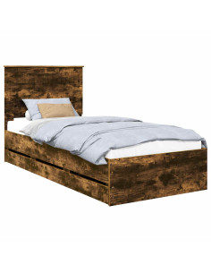 Struttura del letto con cassetto Rovere fumé 90 x 190 cm 2