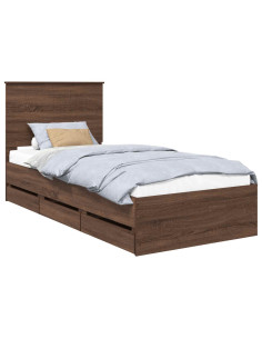 Struttura del letto con cassetto Rovere Marrone 90 x 190 cm 2