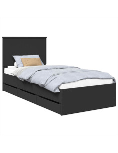 Struttura del letto Nero 90 x 200 cm Legno Ingegnerizzato 2