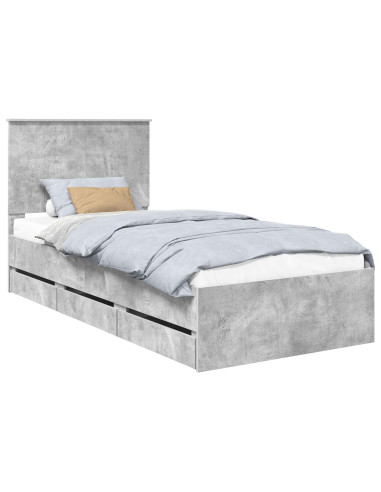 Struttura del letto con cassetto Grigio cemento 90 x 200 cm