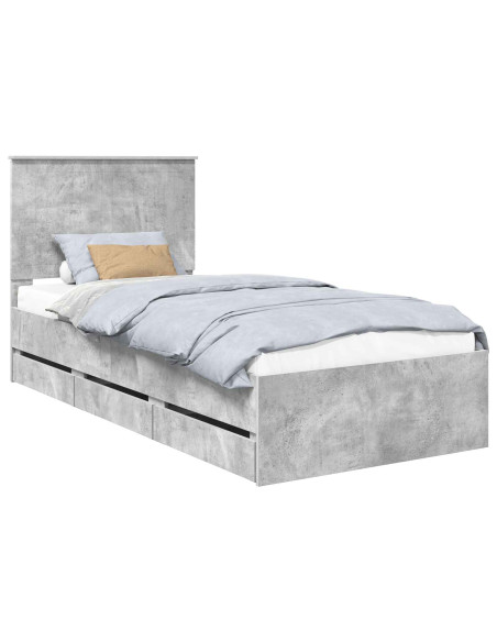 Struttura del letto con cassetto Grigio cemento 90 x 200 cm