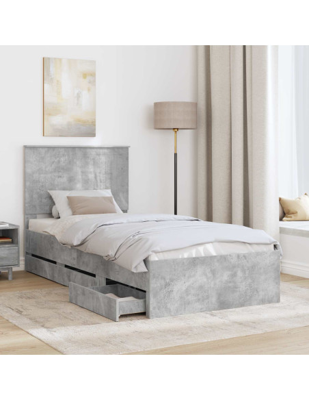 Struttura del letto con cassetto Grigio cemento 90 x 200 cm