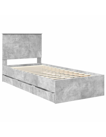 Struttura del letto con cassetto Grigio cemento 90 x 200 cm