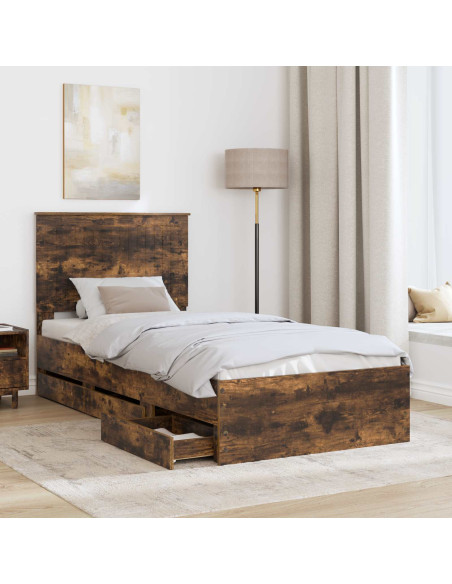 Struttura del letto con cassetto Rovere fumé 90 x 200 cm