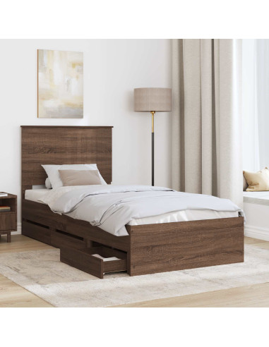 Struttura del letto con cassetto Rovere Marrone 90 x 200 cm