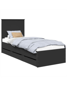 Struttura del letto Nero 75 x 190 cm Legno Ingegnerizzato 2