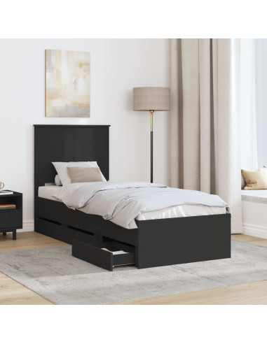 Struttura del letto Nero 75 x 190 cm Legno Ingegnerizzato