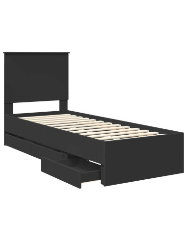 Struttura del letto Nero 75 x 190 cm Legno Ingegnerizzato