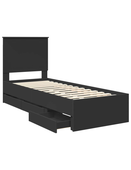 Struttura del letto Nero 75 x 190 cm Legno Ingegnerizzato