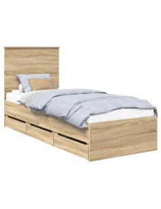 Struttura del letto con cassetto Rovere Sonoma 75 x 190 cm 2