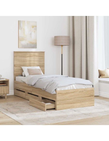 Struttura del letto con cassetto Rovere Sonoma 75 x 190 cm